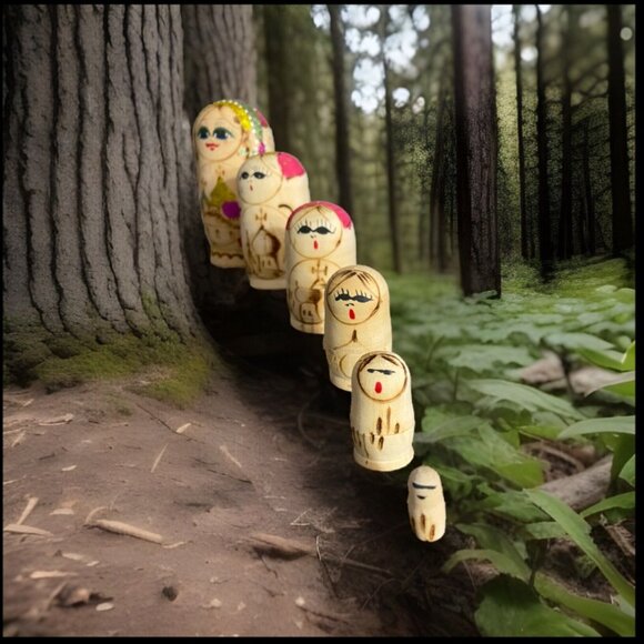 Vintage Russian Matryoshka Nesting Doll Set Hand-Painted Wood Folk Art 6 Piece C - Picture 5 of 16